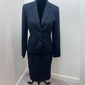 Merona Suit Set Womens 4/6 Navy Blazer Skirt 2 Piece Power Office Career Outfit
